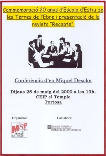Cartell commemoració 20 anys Escola d'Estiu amb Miquel Desclot